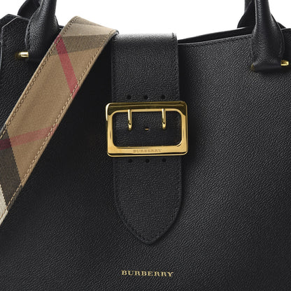 Burberry Soft Grain Calfskin Medium Buckle Tote Black 10 of 10