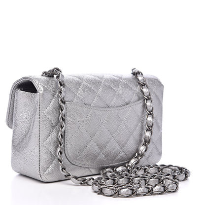 Chanel Metallic Caviar Quilted Mini Rectangular Flap Silver 3 of 13