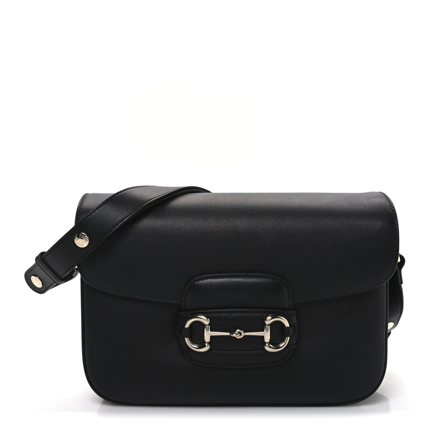 Ciny Lux Calfskin Horsebit 1955 Soft Small Shoulder Bag Black