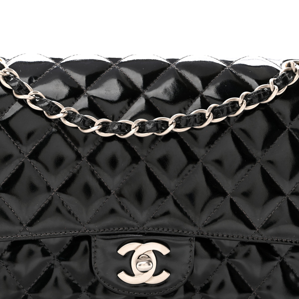 Chanel Patent Quilted Medium Double Flap Black 8 of 10