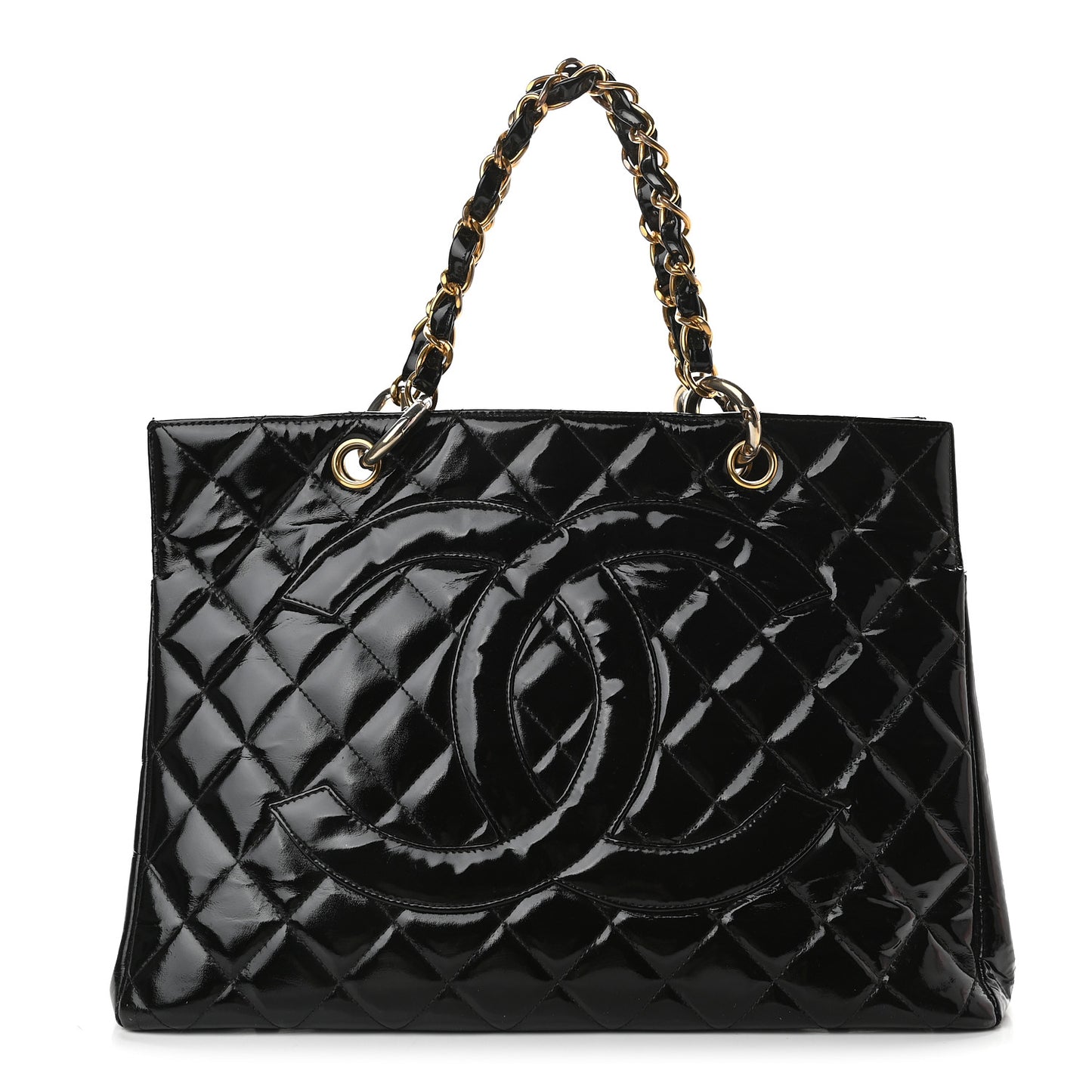 Patent Quilted Grand Shopping Tote GST Black