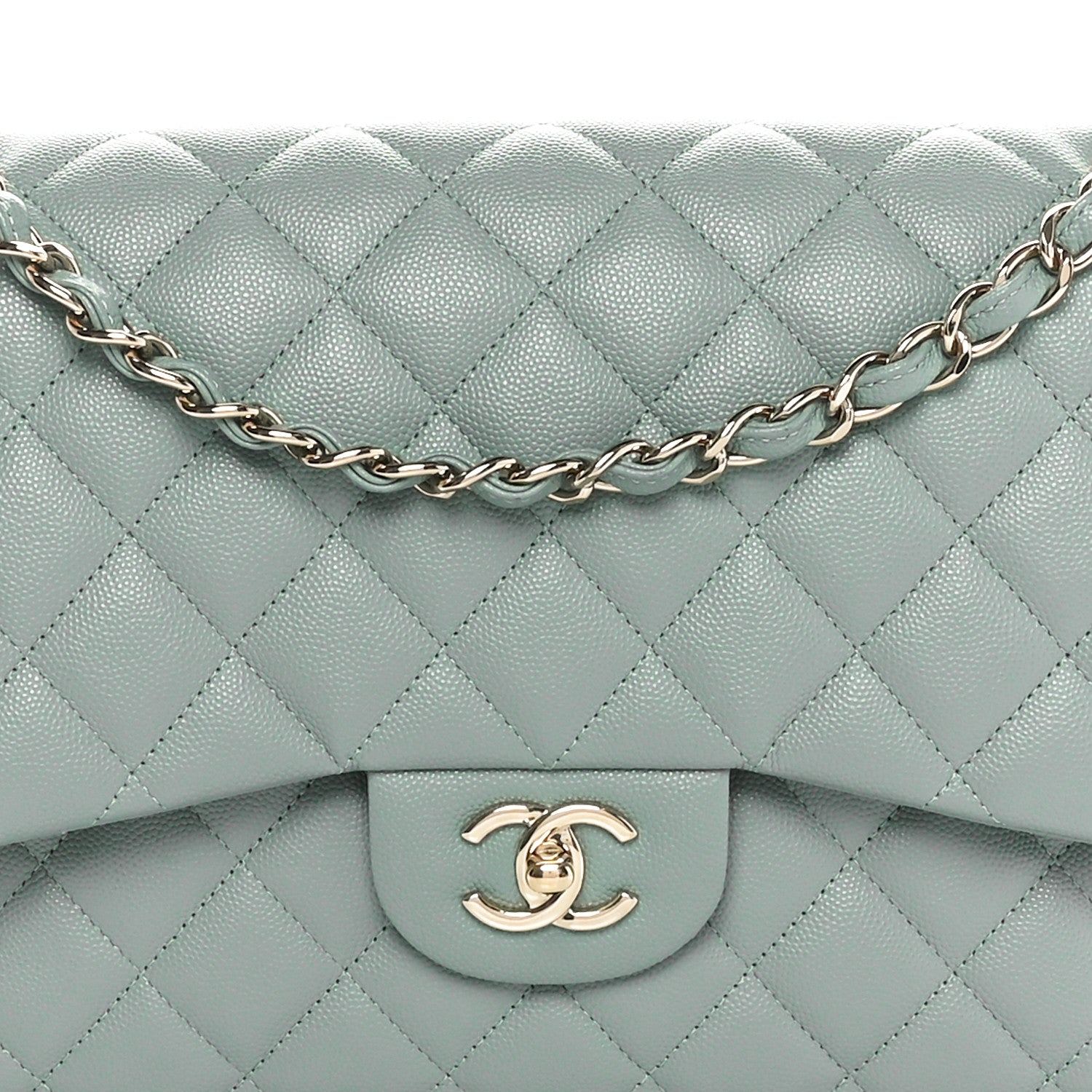 Chanel Caviar Quilted Jumbo Double Flap Dark Green 8 of 11