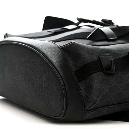 Gucci Soft GG Supreme Monogram Large Double Buckle Backpack Black 11 of 13