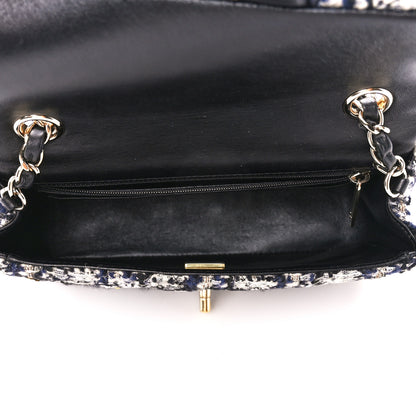 Chanel Glittered Tweed Quilted Mini Rectangular Flap Navy Blue 5 of 11