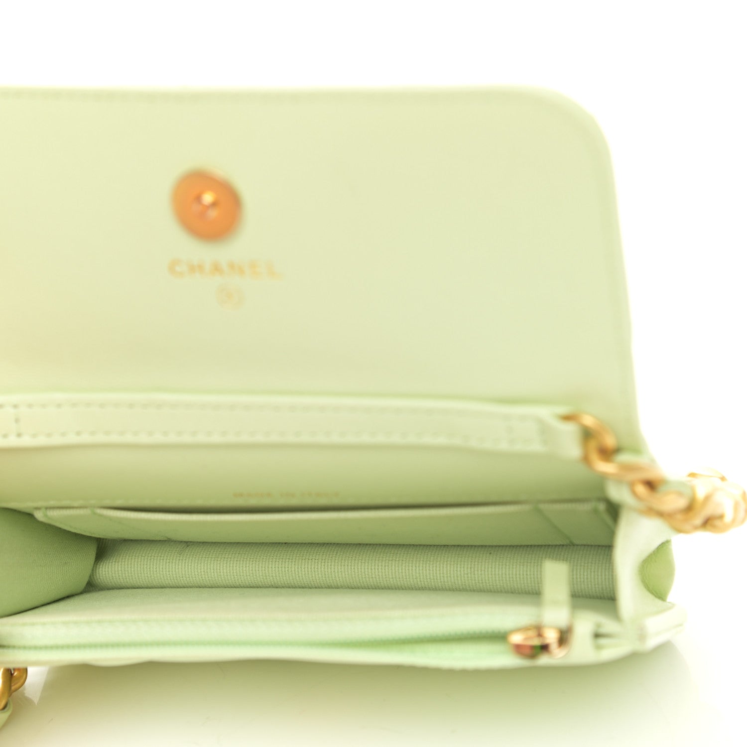 Chanel Lambskin Quilted Chanel 19 Clutch With Chain Light Green 5 of 13