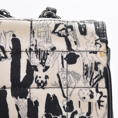 Chanel Silk Lambskin Coco Mademoiselle Scarf Flap Bag White Black 9 of 10