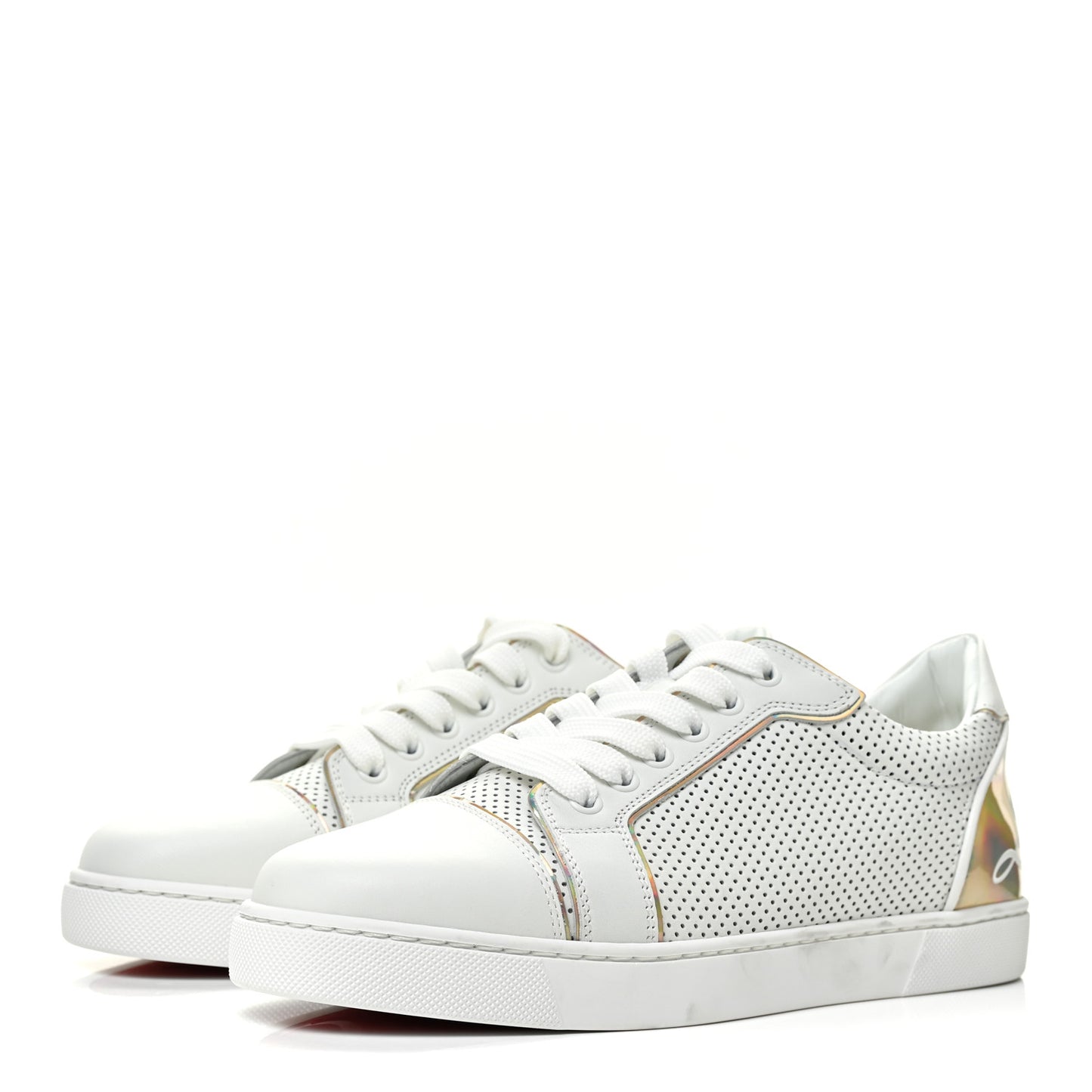 Calfskin Perforated Patent Vieira Flat Sneakers 38 White