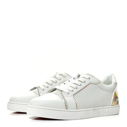 Christian Louboutin Calfskin Perforated Patent Vieira Flat Sneakers 38 White 3 of 10