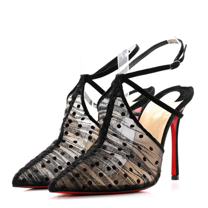 Christian Louboutin Tulle Suede Acide Lace 100 Pumps 39 Black 3 of 10