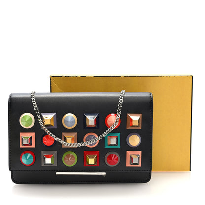 Fendi Vitello Liberty Studded Tube Wallet On Chain Black Multicolor 11 of 11