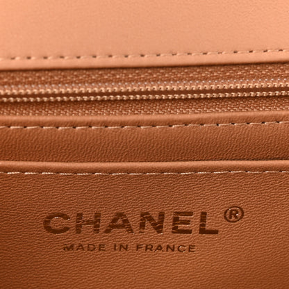 Chanel Lambskin Quilted Bi-Color Mini Top Handle Rectangular Flap Ecru Dark Beige 6 of 11