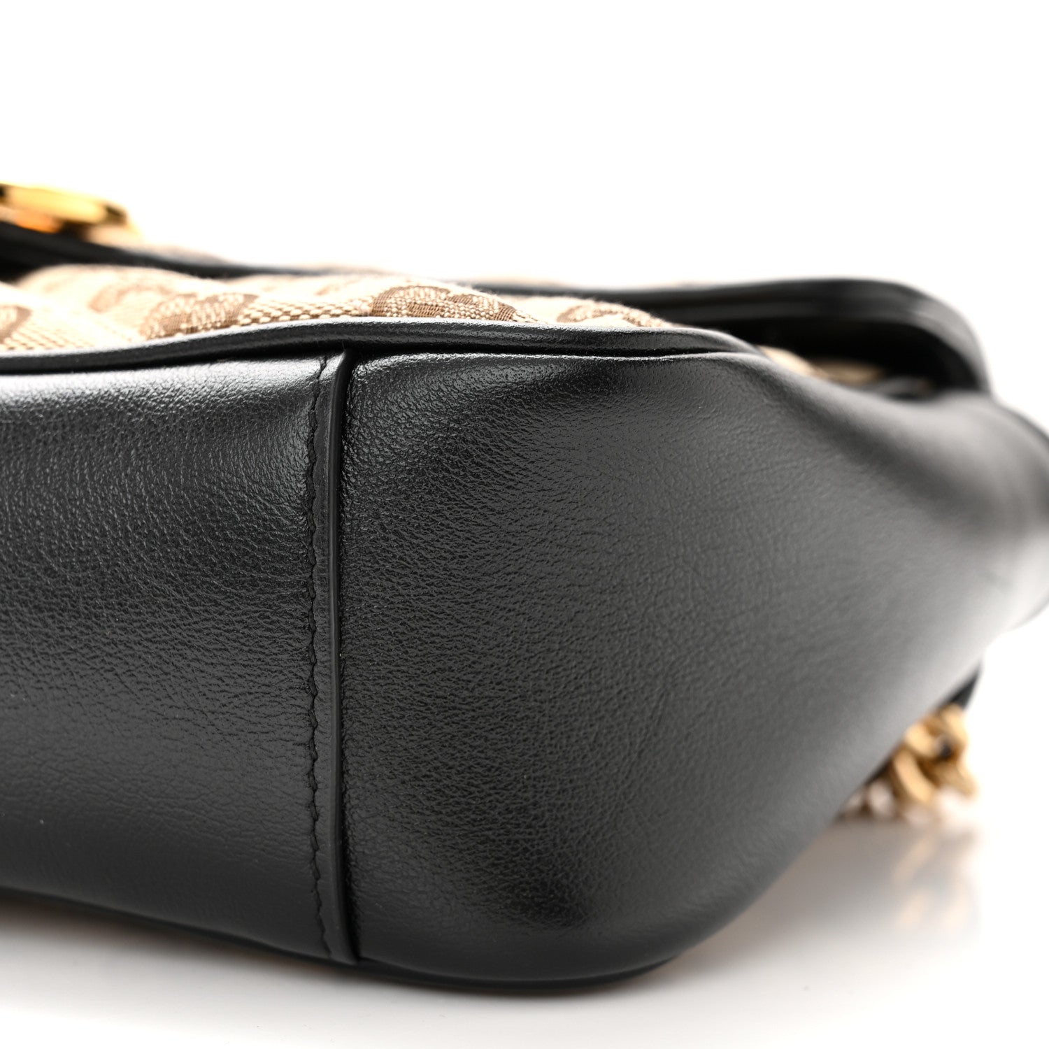 Gucci Monogram Matelasse Diagonal Small GG Marmont Shoulder Bag Beige Black 9 of 9