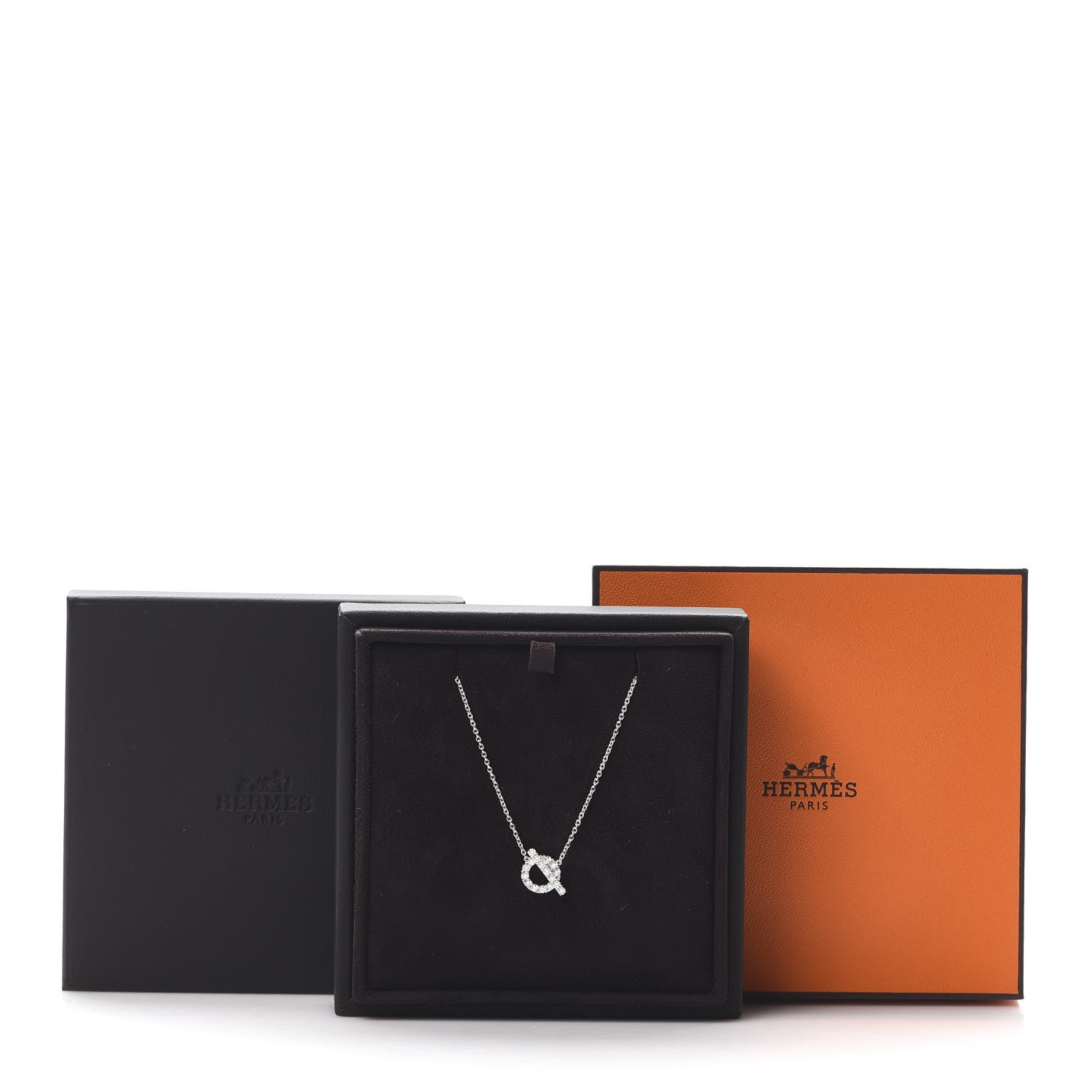 Hermes 18K White Gold Diamond Finesse Pendant Necklace 6 of 6