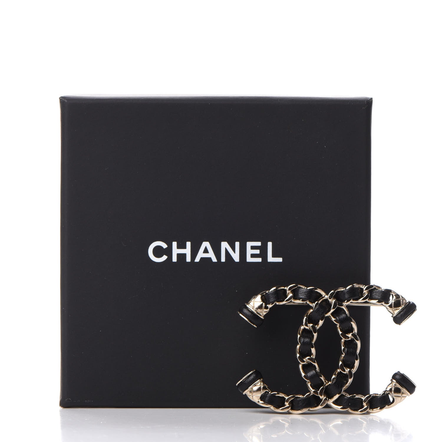 Chanel Lambskin Chain CC Brooch Black Gold 5 of 5