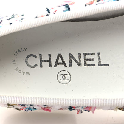 Chanel Tweed Grosgrain Cap Toe Ballerina Flats 35.5 White Black Pink 8 of 8