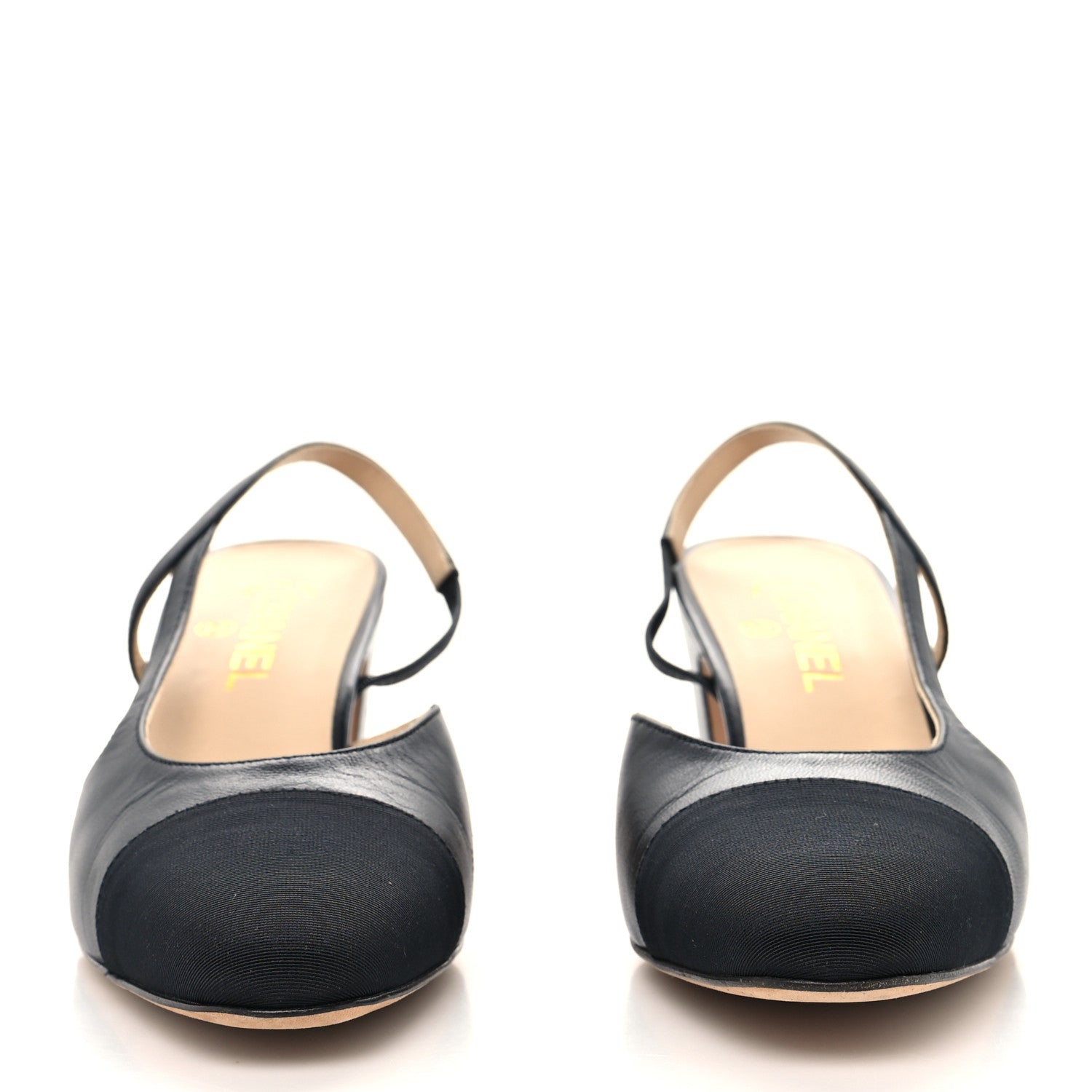 Chanel Goatskin Grosgrain Cap Toe CC Slingback Sandals 41 Black 3 of 8