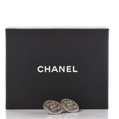 Chanel Baguette Crystal CC Earrings Silver Light Blue 5 of 5