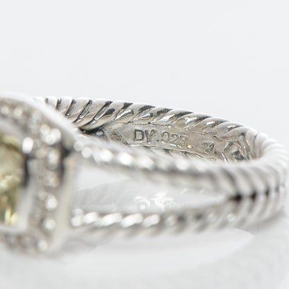 David Yurman Sterling Silver Diamond Prasiolite 7mm Petite Albion Ring 54 7 5 of 5