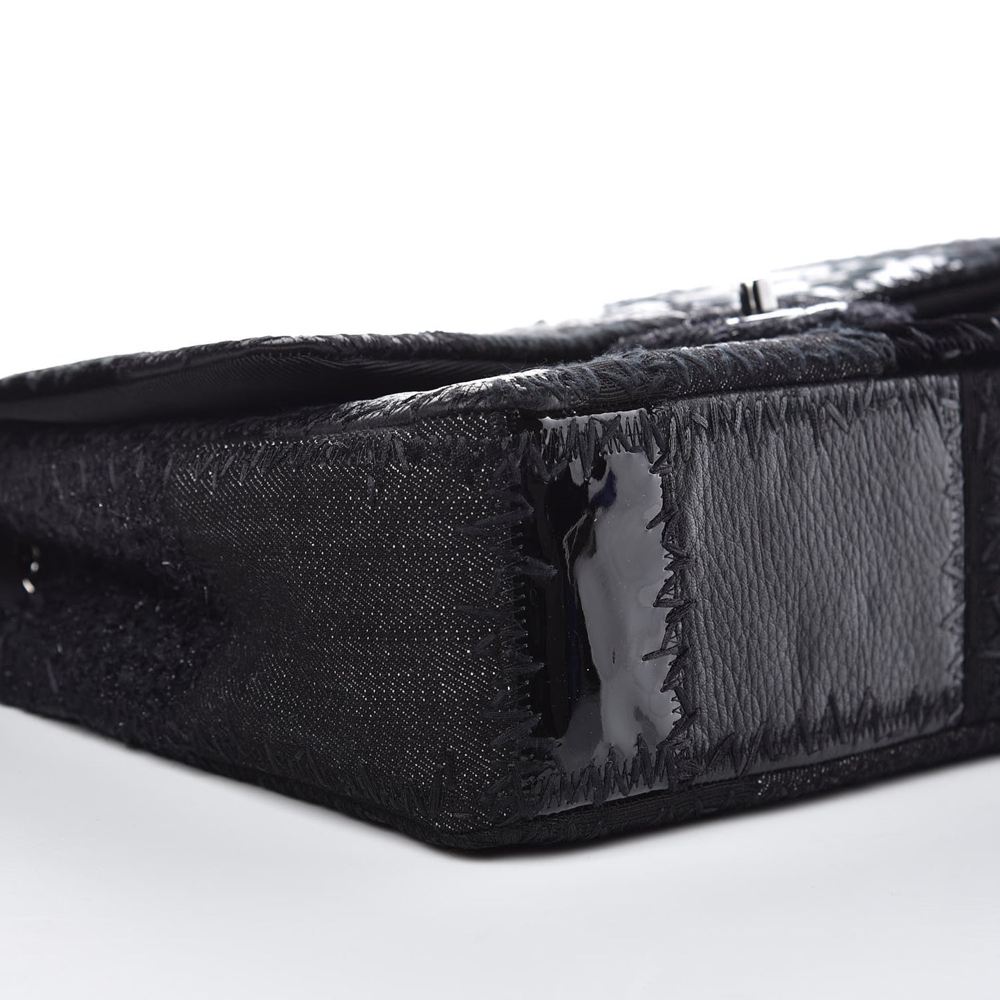 Tweed Patchwork Jumbo Single Flap Black