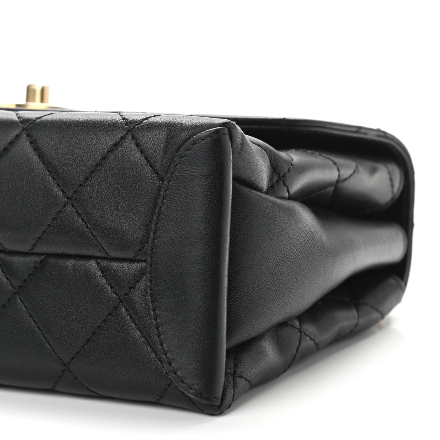 Lambskin Quilted Medium Trendy Spirit Top Handle Bag Black