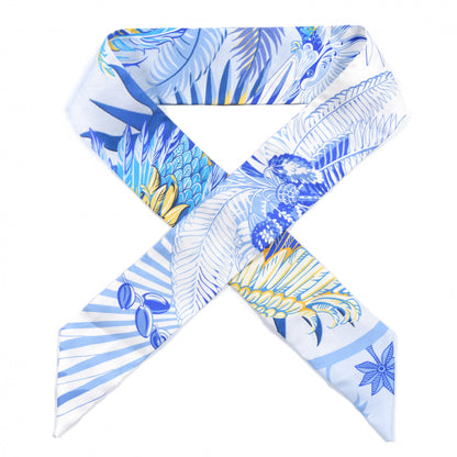 Hermes Silk Mythiques Phoenix Coloriages Twilly White Bleu Jaune 1 of 3