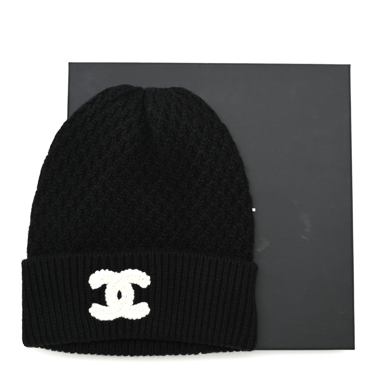 Chanel Cashmere CC Logo Beanie Hat Black 6 of 6