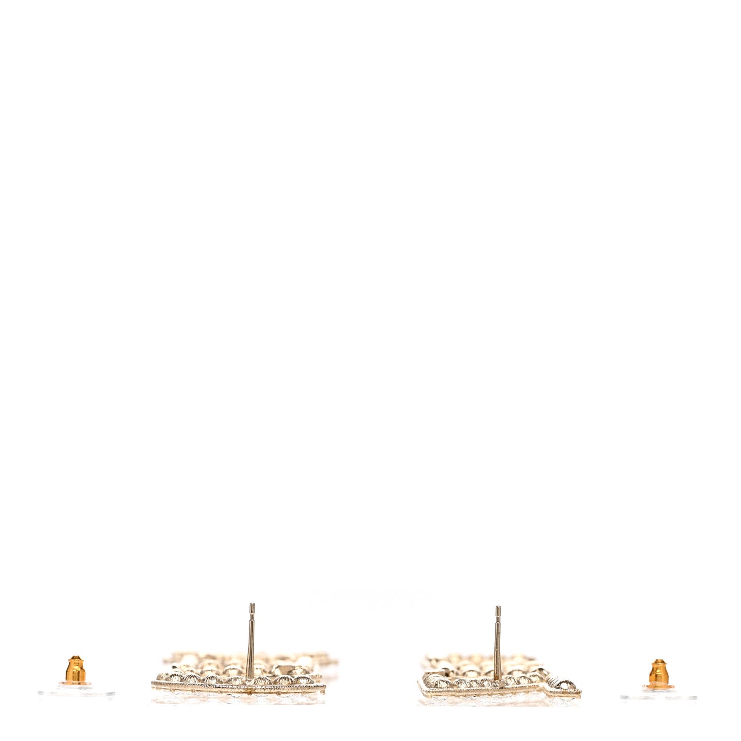 Crystal Cha-Nel Logo Drop Earrings Gold