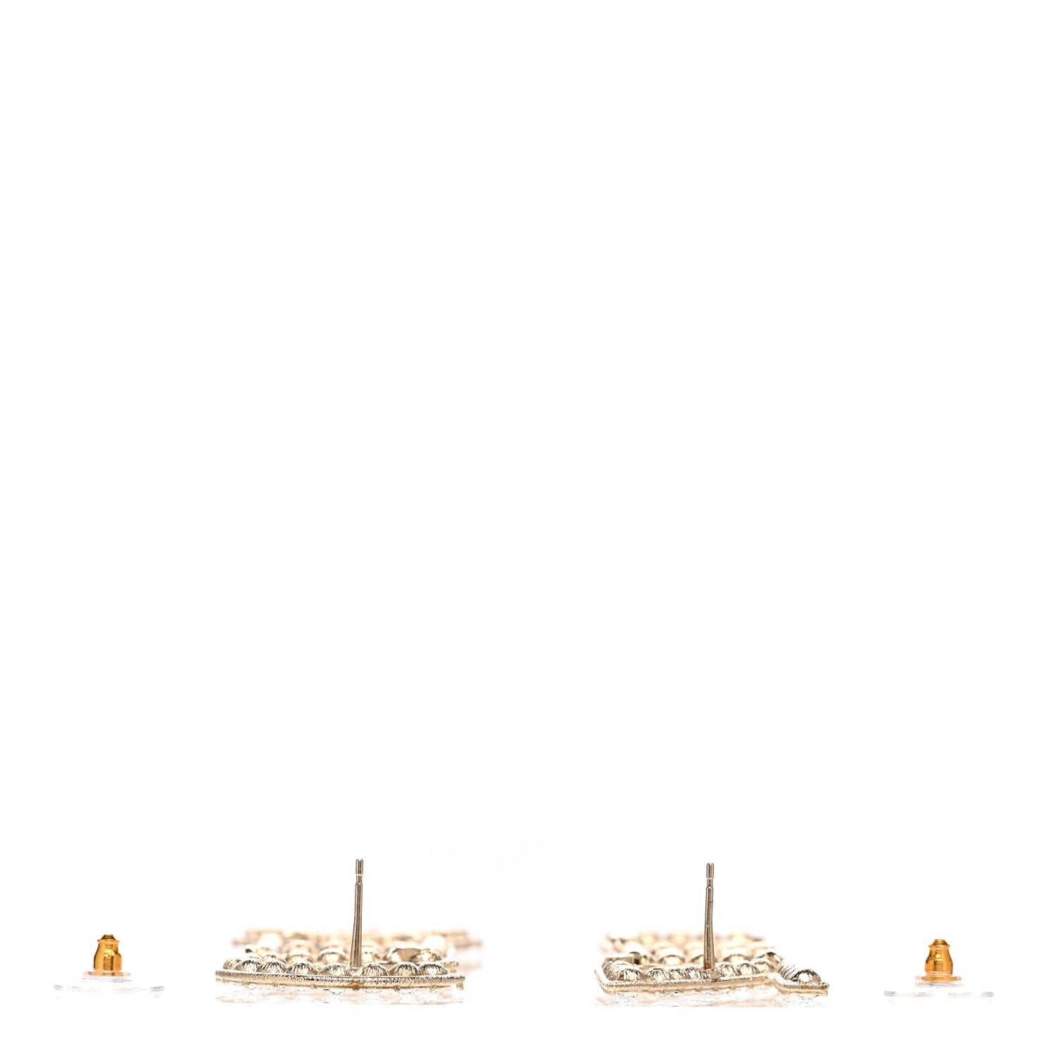 Chanel Crystal Cha-Nel Logo Drop Earrings Gold 3 of 4