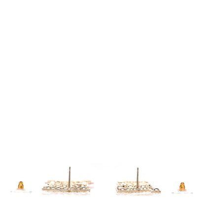Chanel Crystal Cha-Nel Logo Drop Earrings Gold 3 of 4