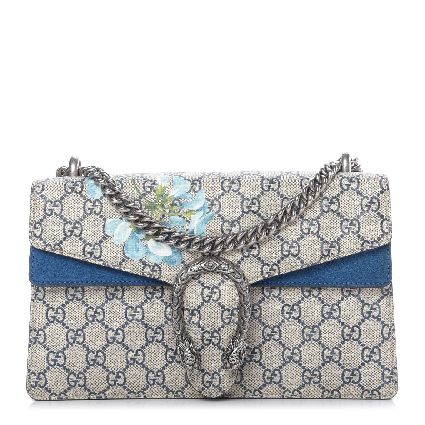 GG Supreme Monogram Blooms Small Dionysus Shoulder Bag Beige Navy Vintage Blue