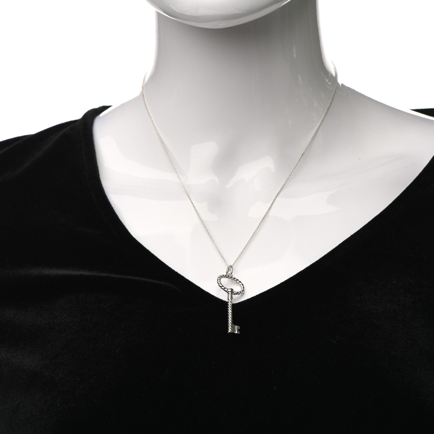 Tiffany Sterling Silver Twist Oval Key Pendant Necklace 2 of 6