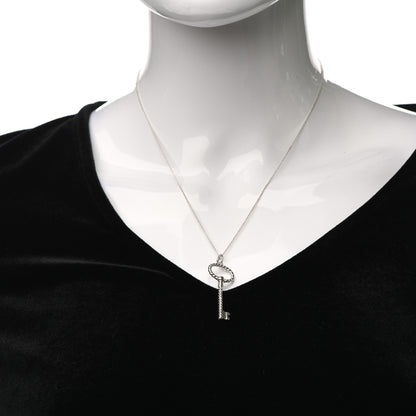 Tiffany Sterling Silver Twist Oval Key Pendant Necklace 2 of 6