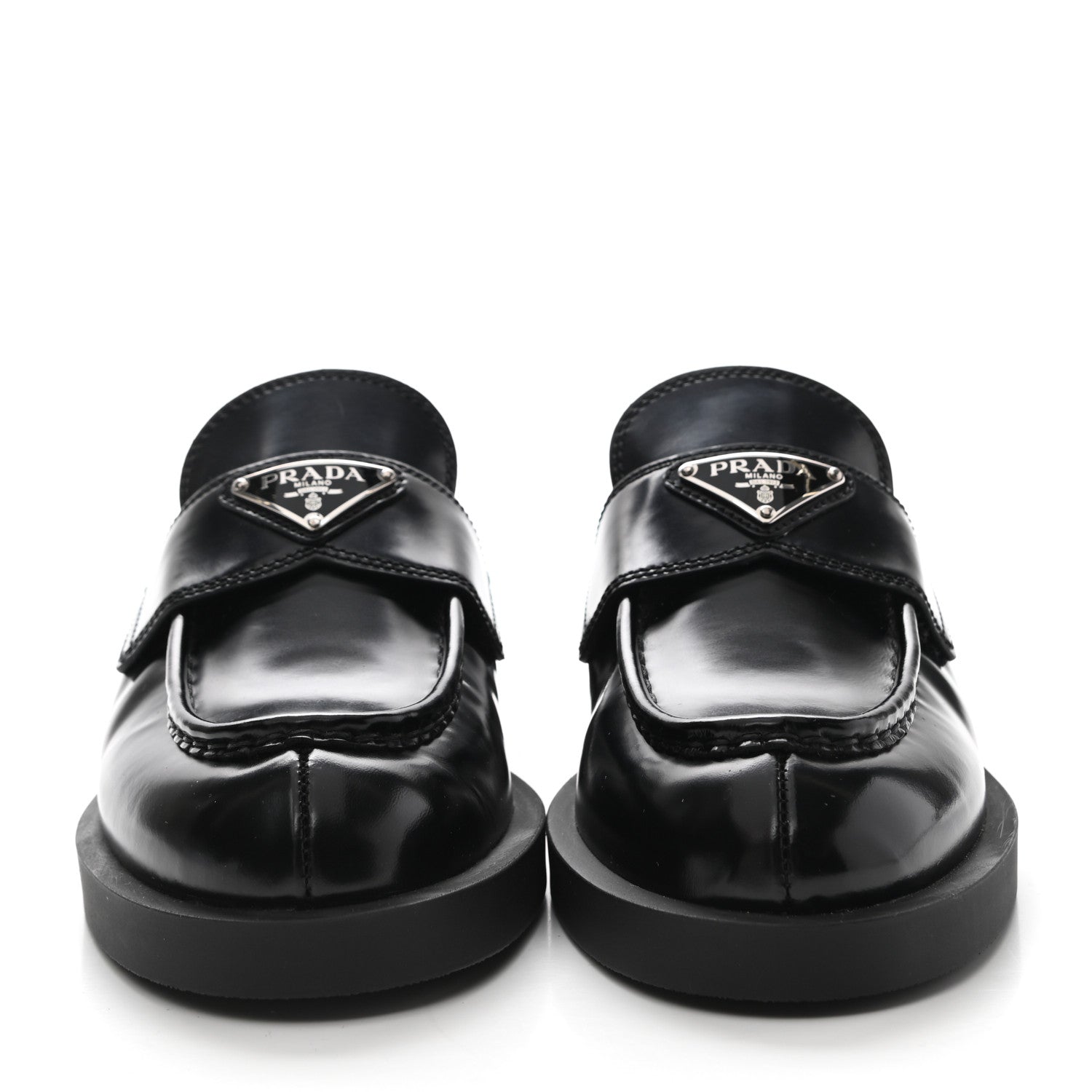 Prada Spazzolato Triangle 40mm Loafer Mules 38 Black 2 of 10