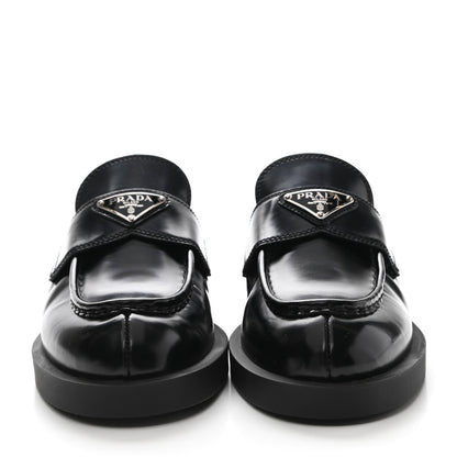 Prada Spazzolato Triangle 40mm Loafer Mules 38 Black 2 of 10