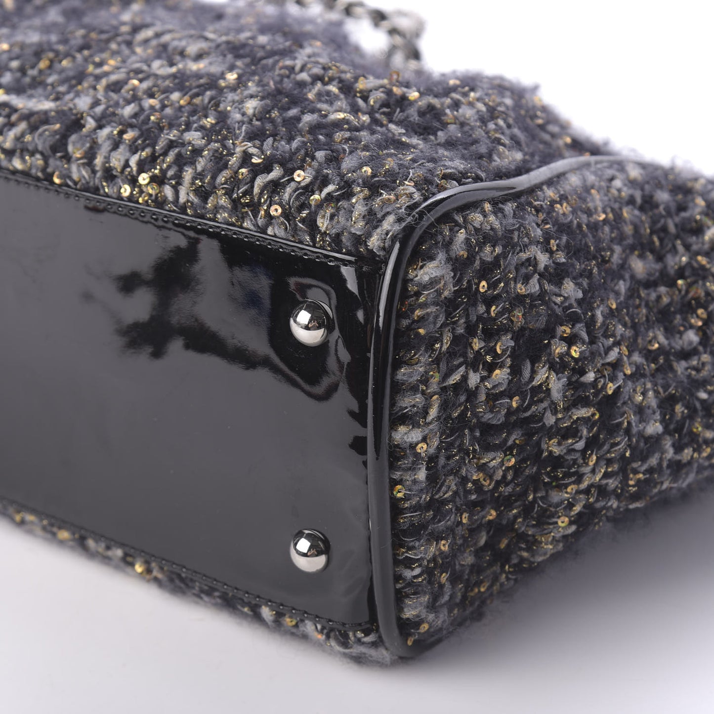 Patent Tweed Sequin Shopping Tote Multicolor