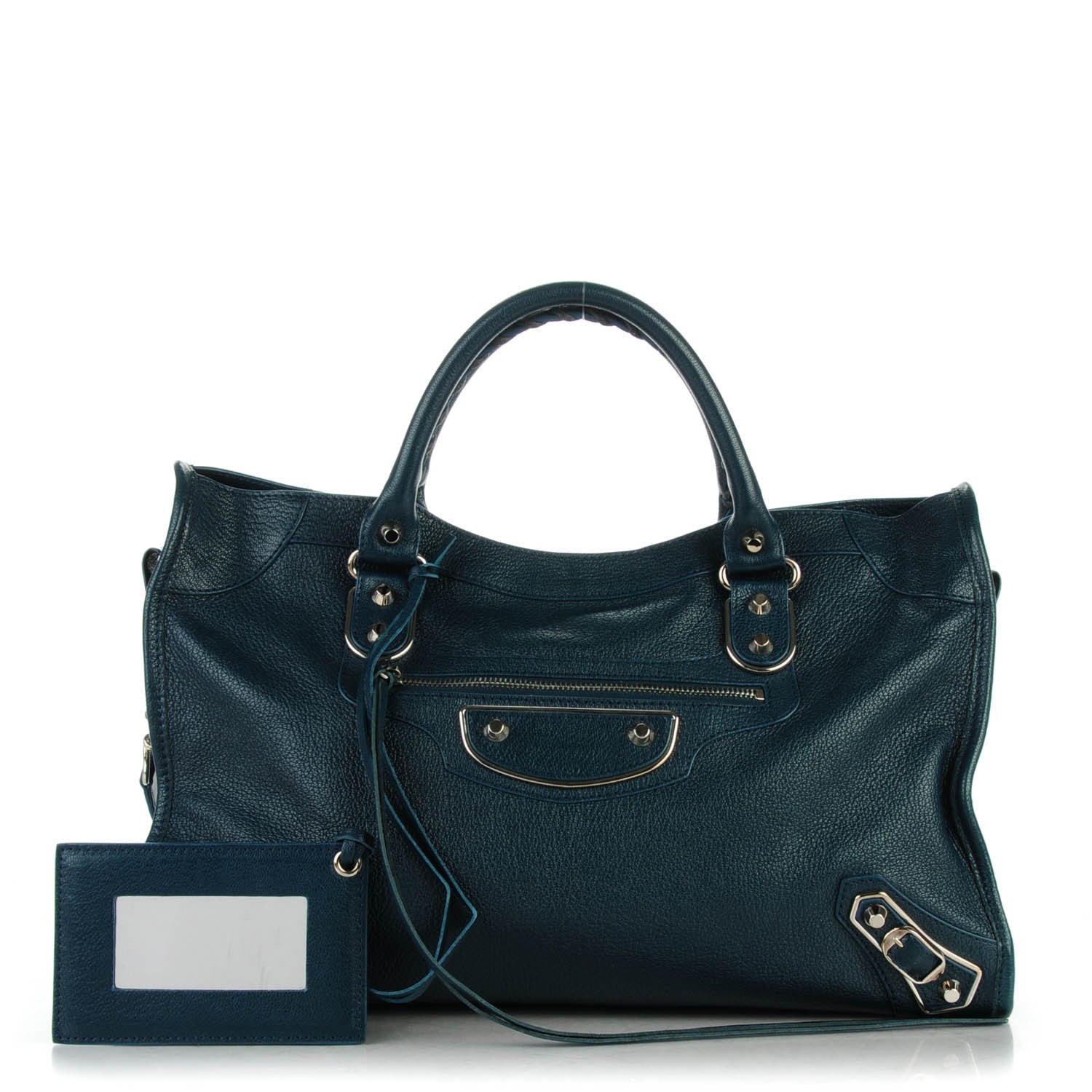 Balenciaga Chevre Silver Metallic Edge Hardware City Bleu Paon 1 of 7