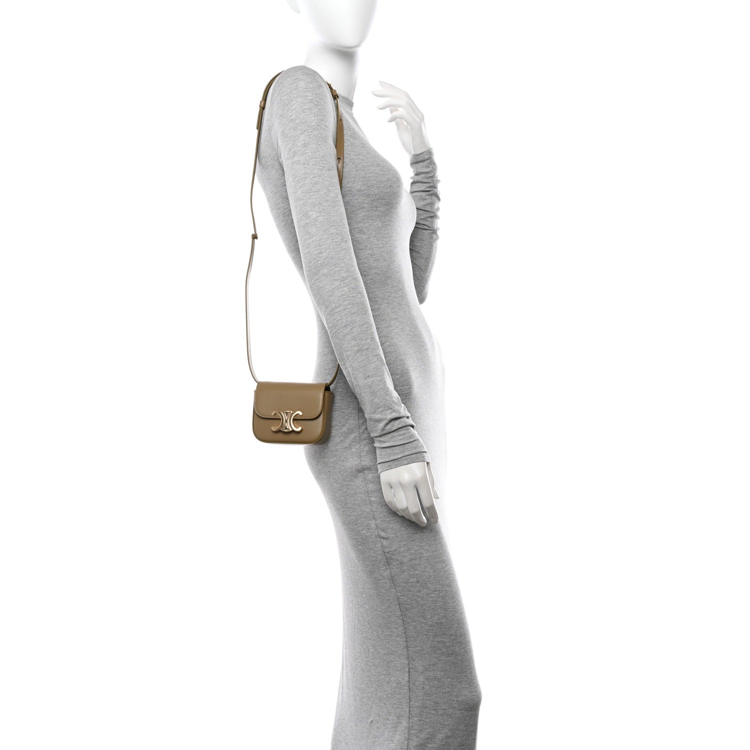 Celine Shiny Calfskin Mini Triomphe Olive 2 of 10