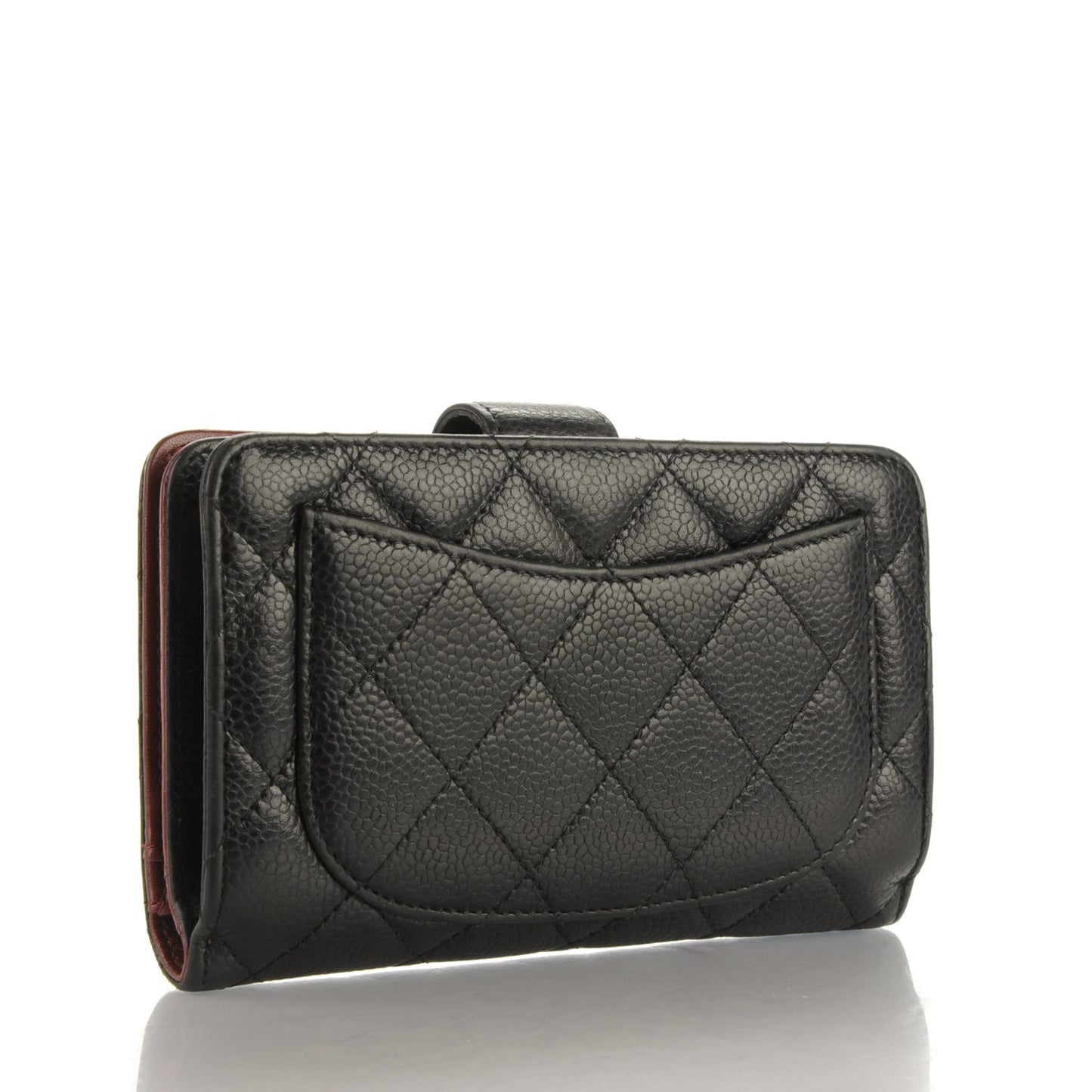 Caviar Quilted Zipped Pocket Wallet Black