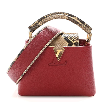 Louis Vuitton Taurillon Snakeskin Mini Capucines Burgundy 1 of 9