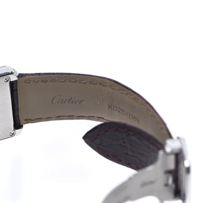 Cartier Stainless Steel Alligator 24mm Tank Solo Quartz Watch Purple 6 of 8