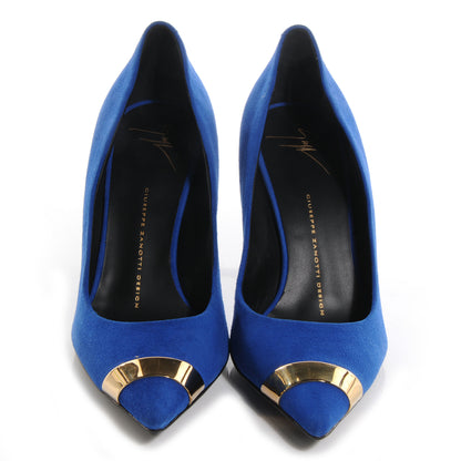 FASHIONPHILE GIUSEPPEZANOTTISuedePointedCapToeKleinPumpsBlue38 2 of 6