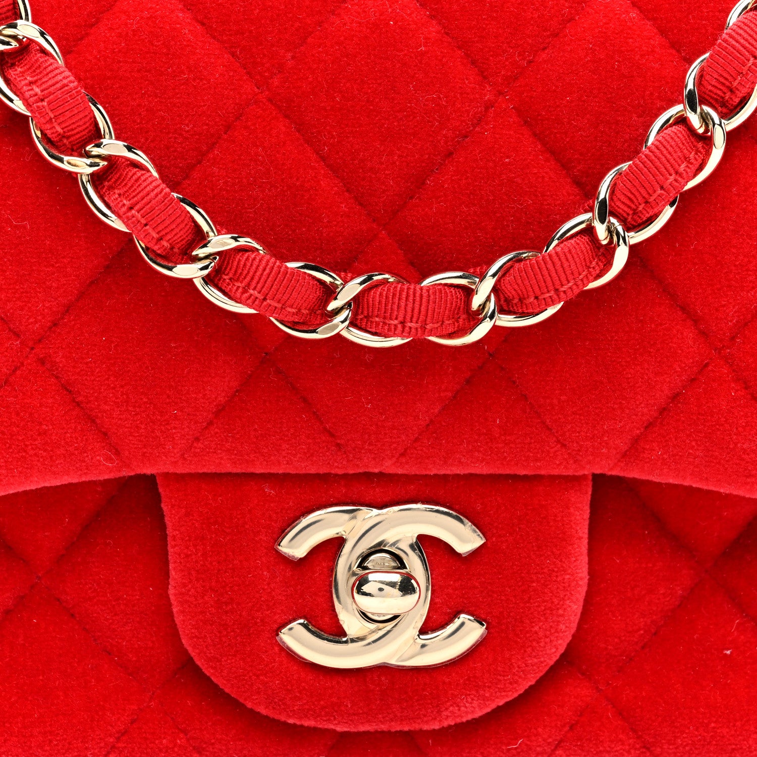 Chanel Velvet Quilted Mini Square Flap Red 8 of 10