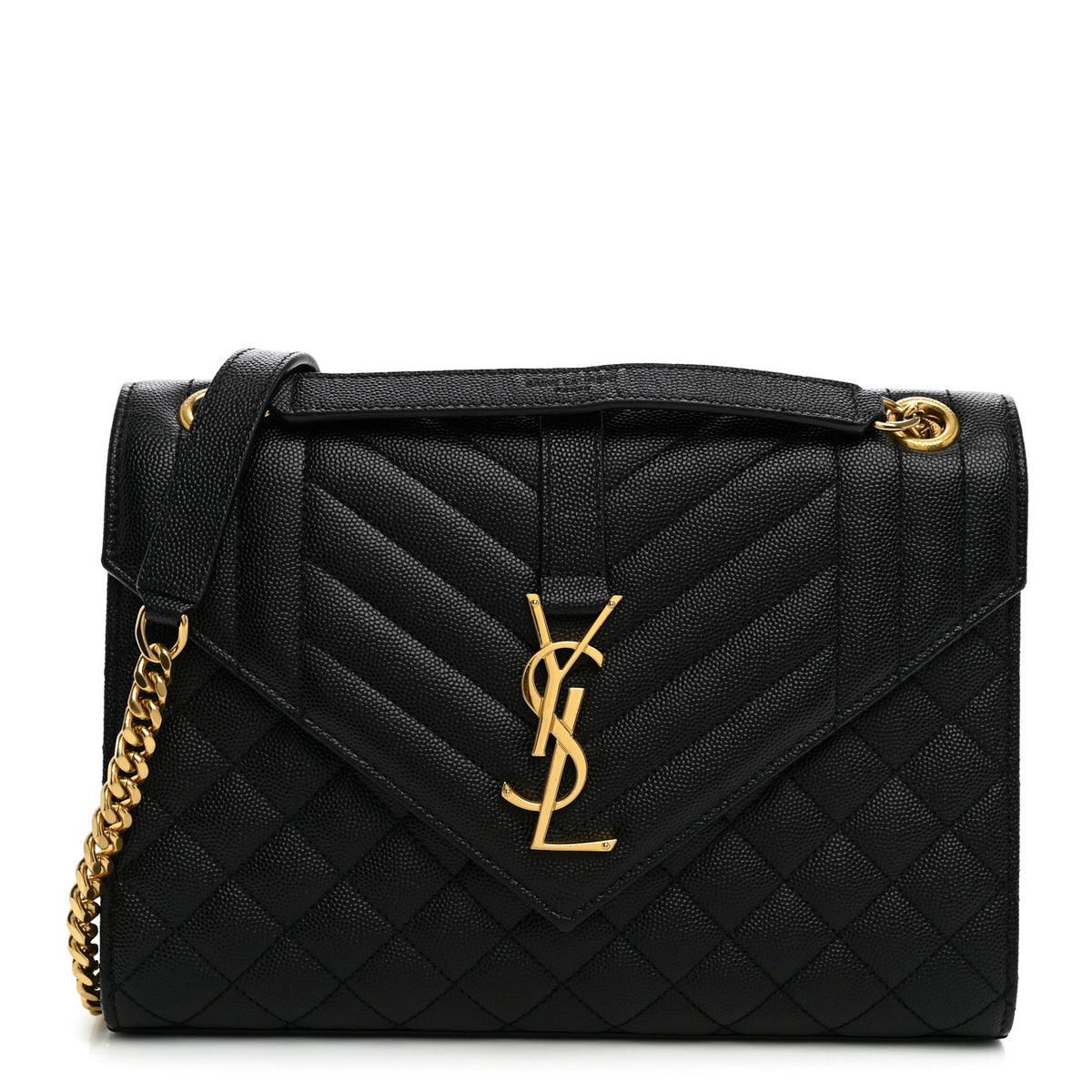 Grain De Poudre Textured Mixed Matelasse Triquilt Medium Monogram Satchel Black