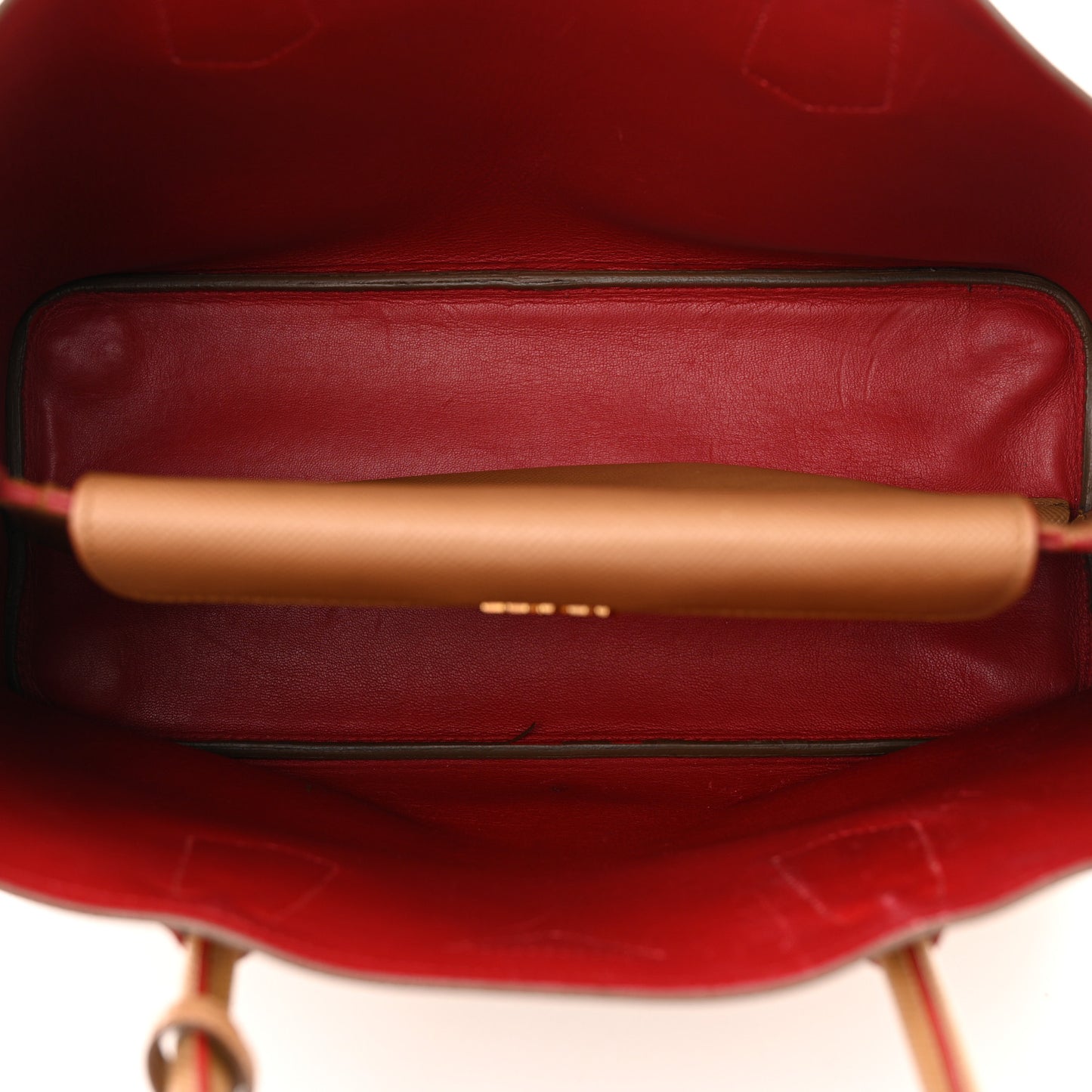 Saffiano Cuir Small Double Bag Caramel Fuoco