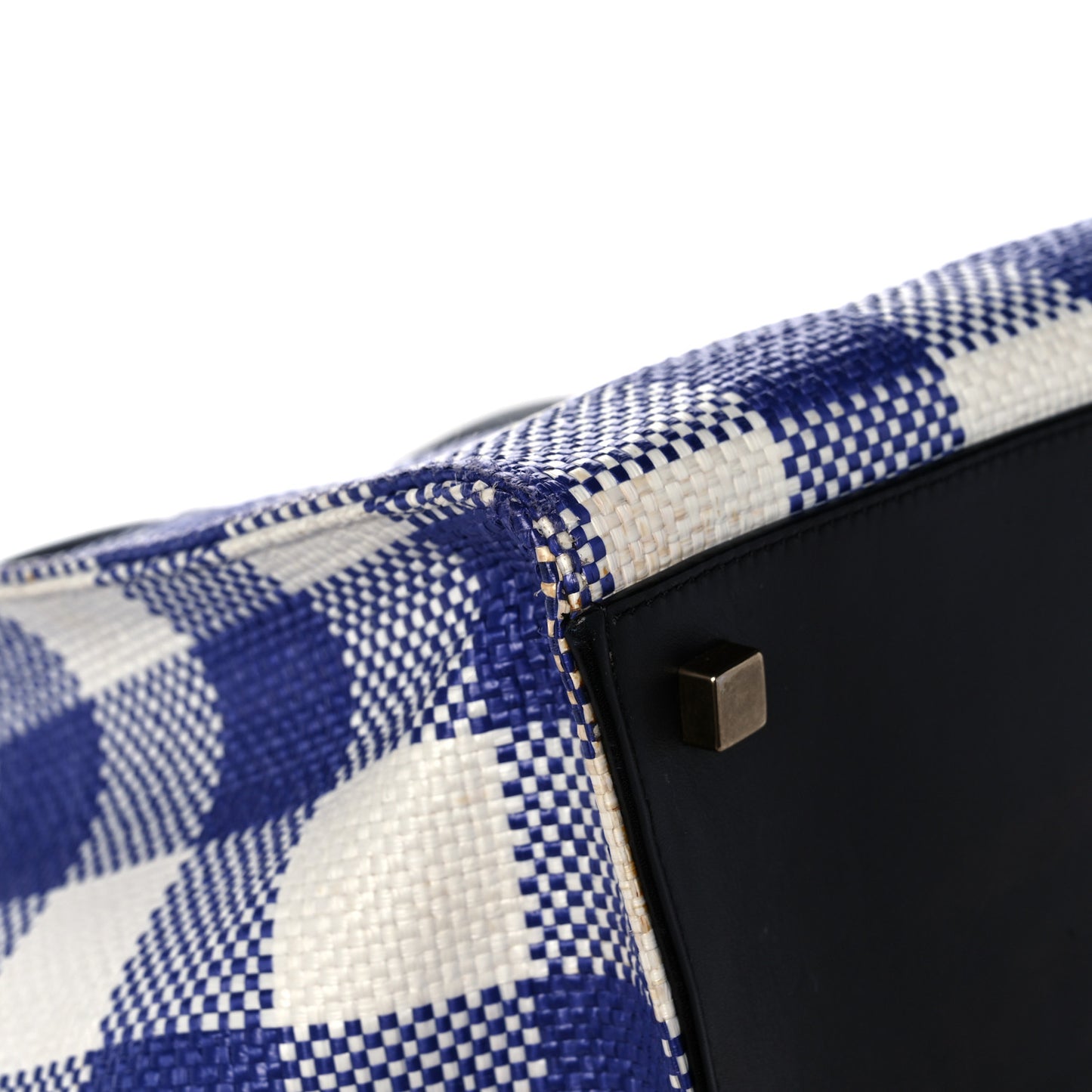 Gingham Woven Medium Phantom Luggage Cobalt