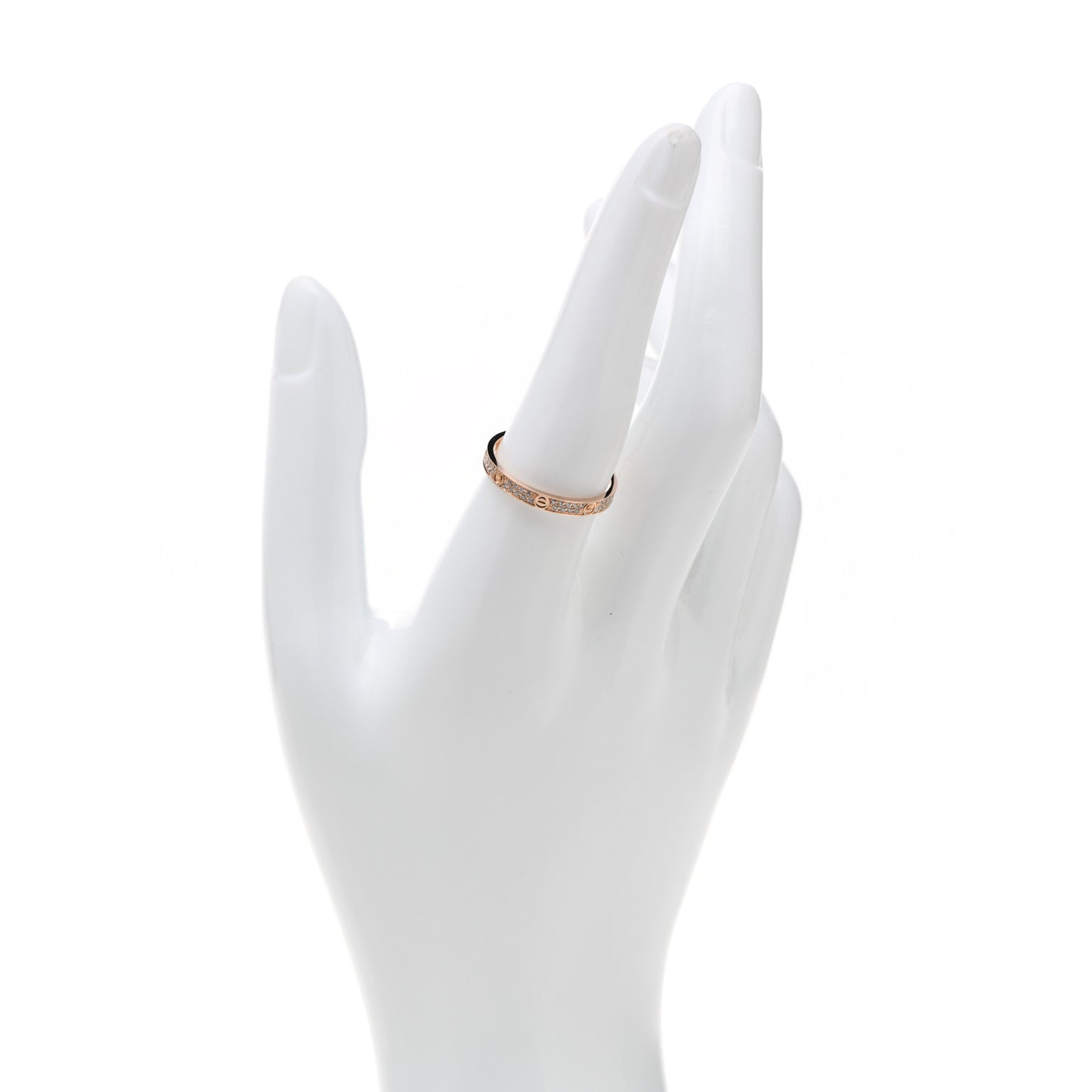 18K Pink Gold Diamond 2.6mm LOVE Paved Band Ring 58 8.5