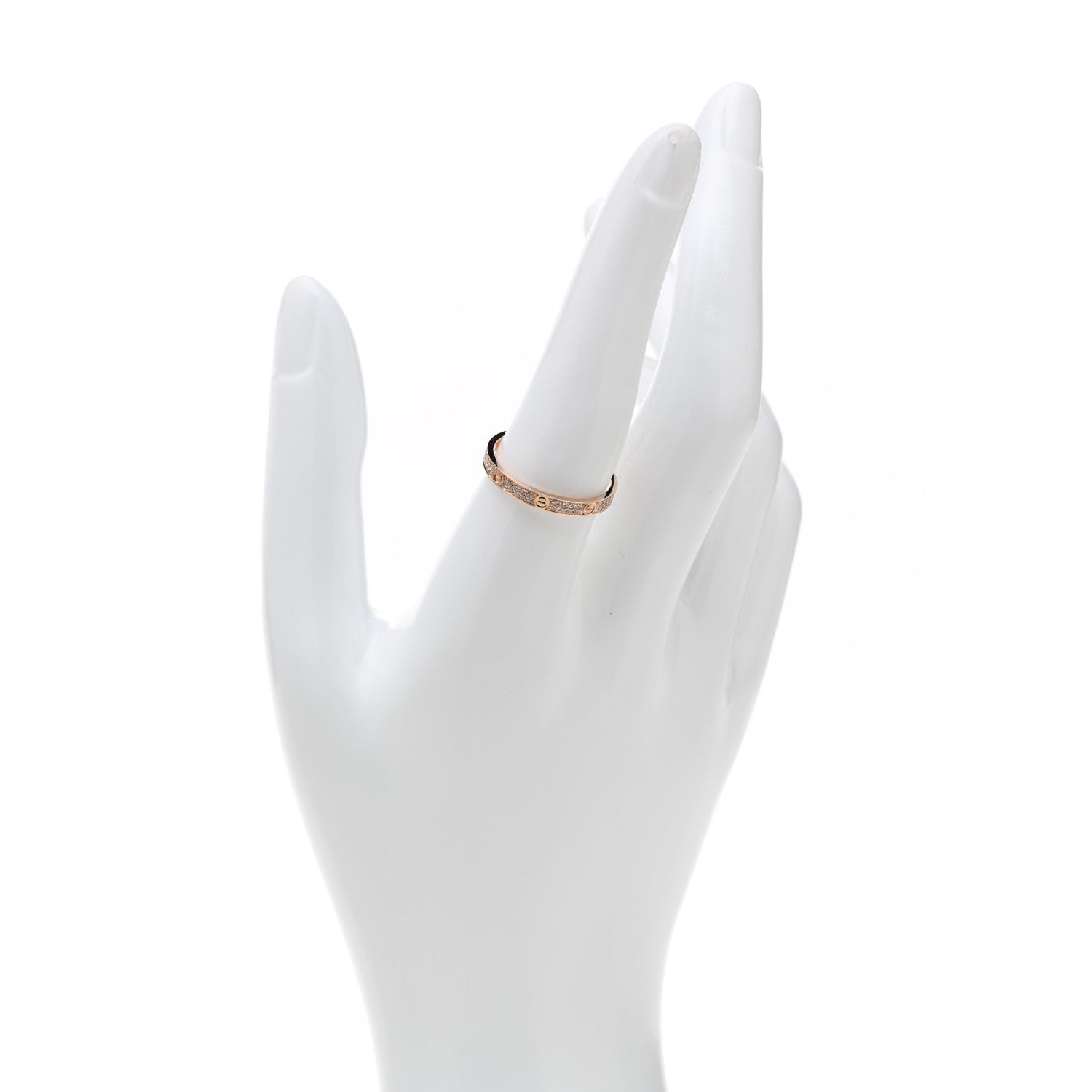 Cartier 18K Pink Gold Diamond 2.6mm LOVE Paved Band Ring 58 8.5 2 of 5