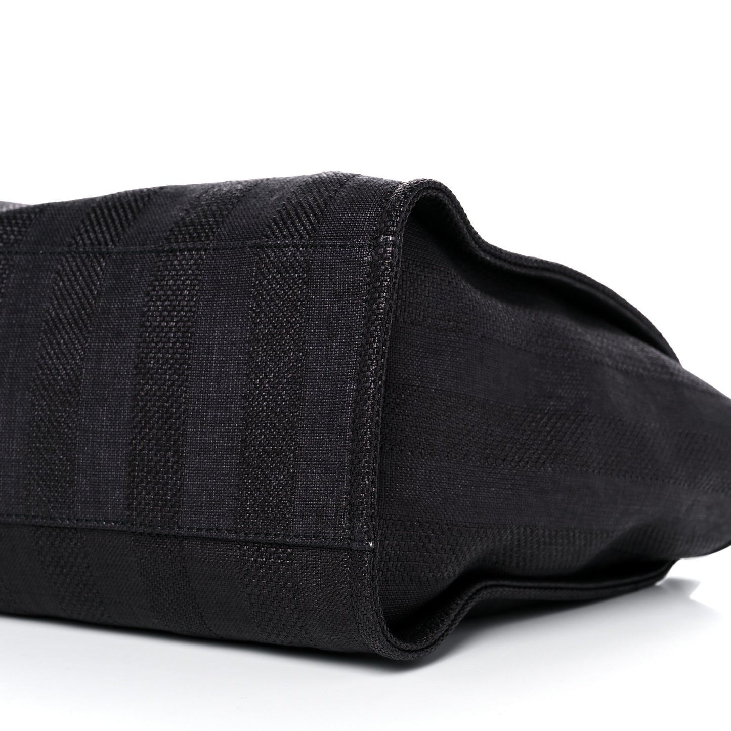 Mixed Fibers Calfskin Striped Medium Deauville Tote Black