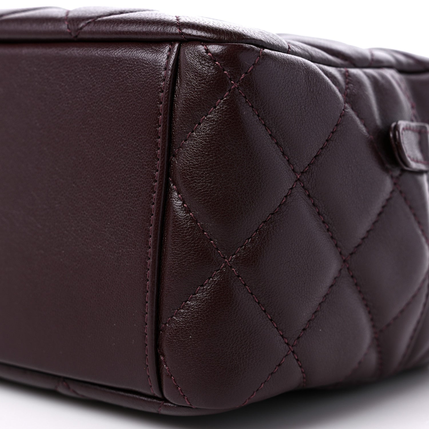 Chanel Lambskin Quilted Mini Wenge Wood Bowling Bag Burgundy 9 of 10