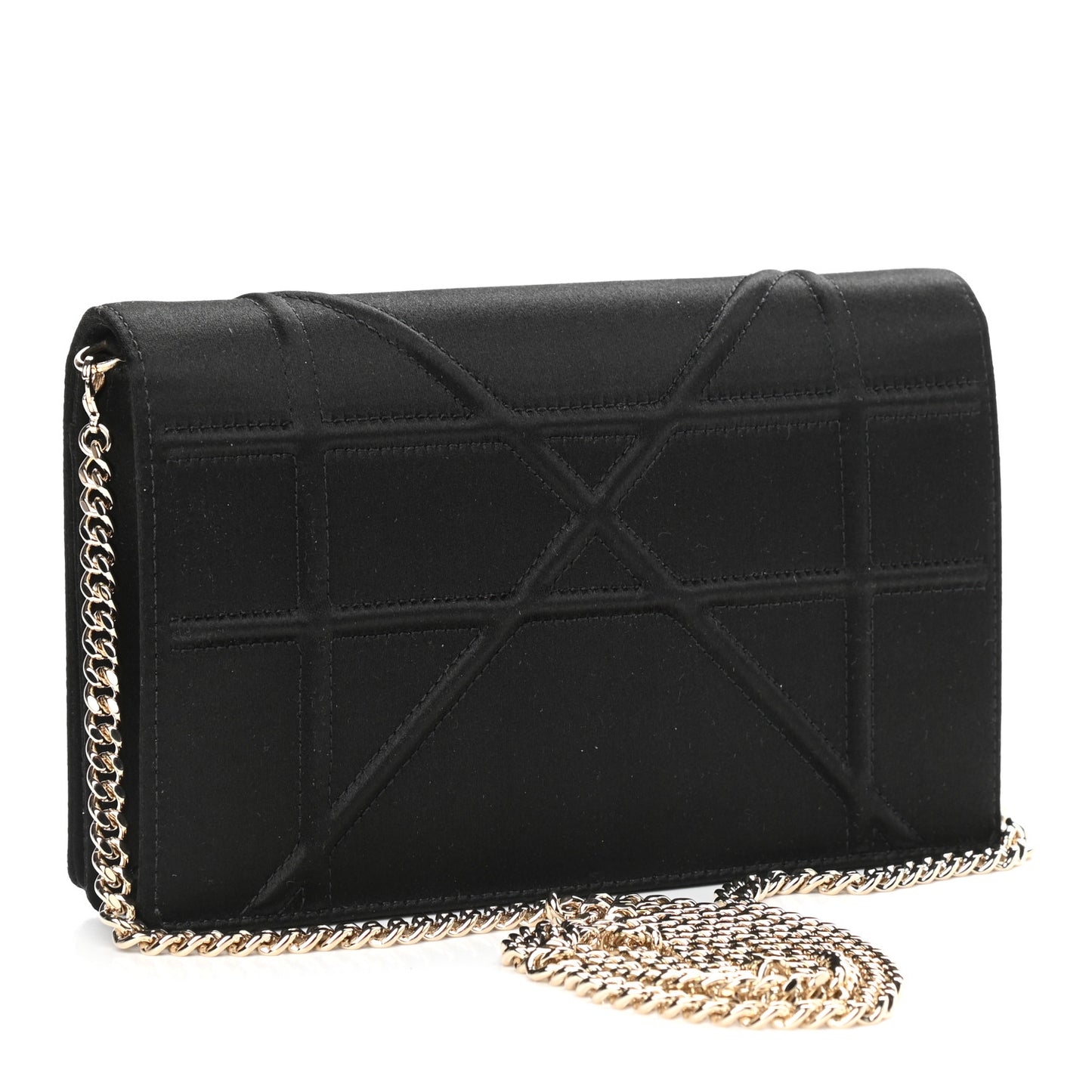 Satin Diorama Wallet on Chain Pouch Black